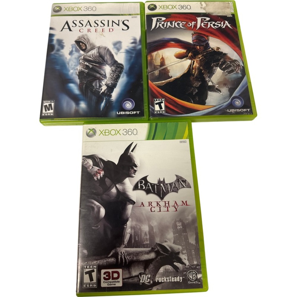 Xbox 360 Game Bundle Lot of 3 Assassins Creed Prince of Persia Batman Arkham
